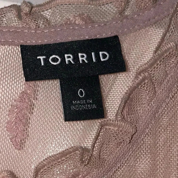 TORRID cute lace mesh embroidered see through pink blouse sheer cute - Picture 6 of 7